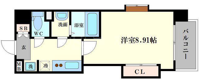 ラグゼ難波西II(1K/6階)の間取り写真