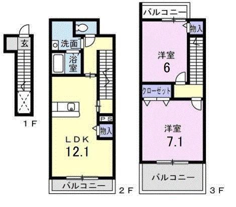 クラール ブリーゼ(2LDK/2階)の間取り写真