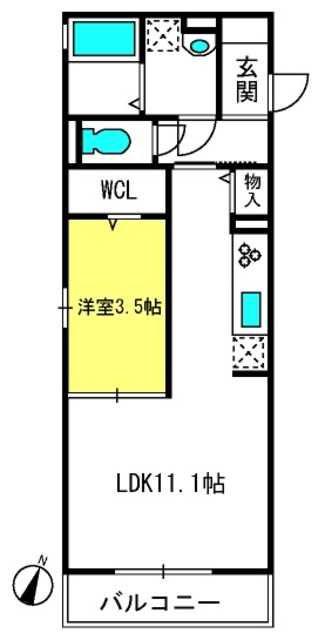 ILSOLE土呂町(1LDK/2階)の間取り写真