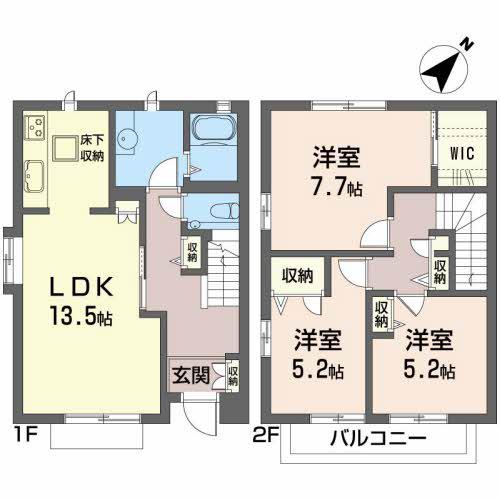 グランバリエE(3LDK/1階)の間取り写真