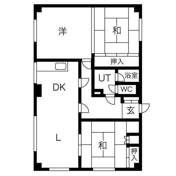 オランジュ麻生(3LDK/1階)の間取り写真
