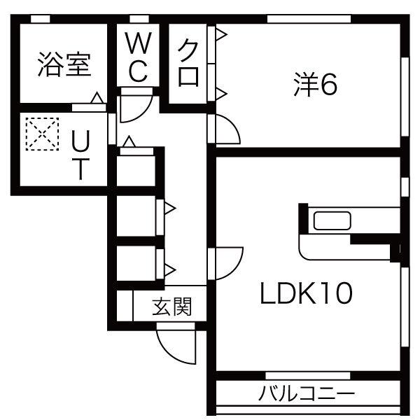 フィオーレ 向日葵(1LDK/1階)の間取り写真