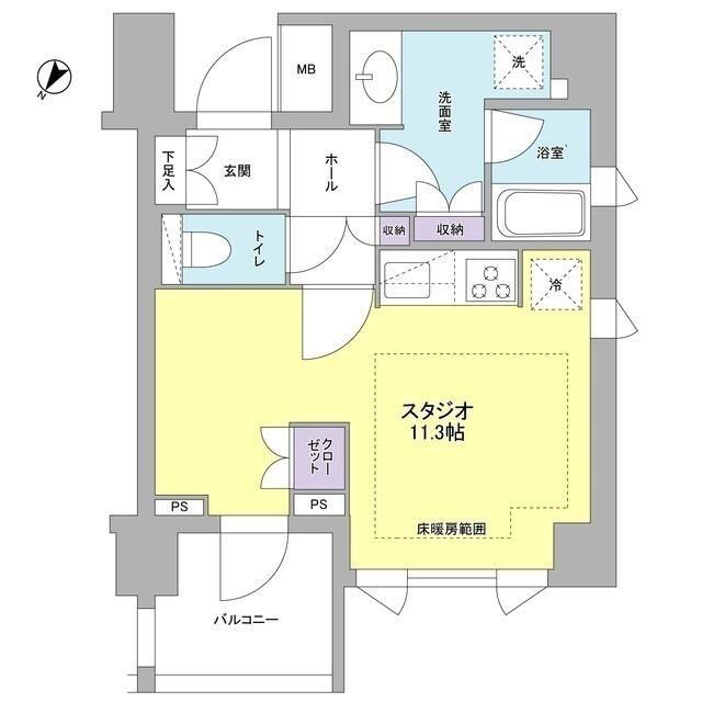 リヴェール赤坂(ワンルーム/7階)の間取り写真
