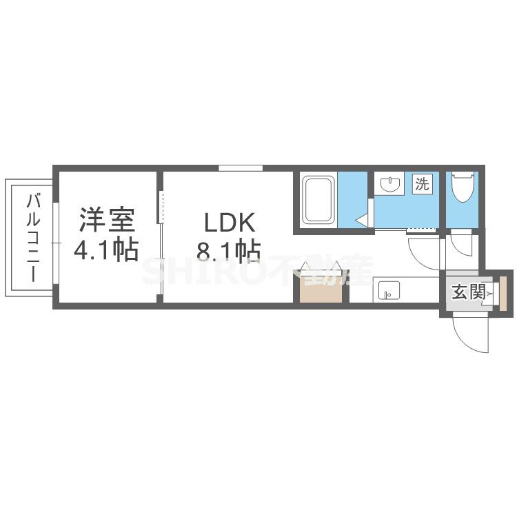F ASECIA 城北公園通(1LDK/1階)の間取り写真