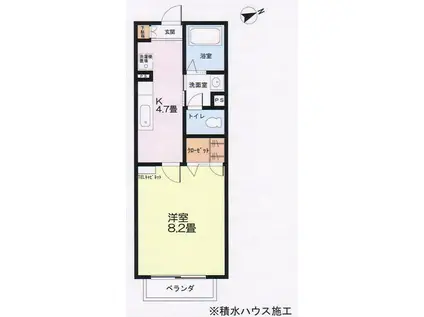 センターバレー(1K/2階)の間取り写真