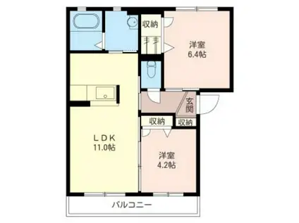 キャロル(2LDK/2階)の間取り写真