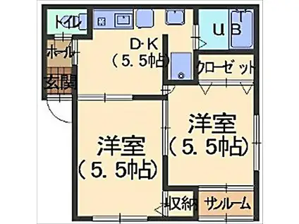 GRACE COURT(2K/1階)の間取り写真