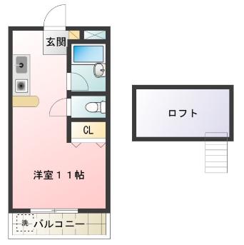 ラベンダーハイツ(1K/3階)の間取り写真