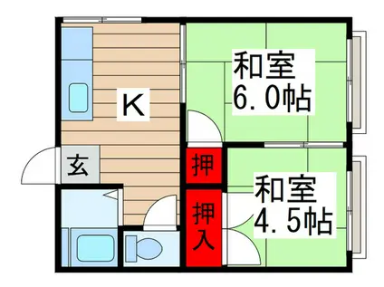 鎌ケ谷コーポ(2K/2階)の間取り写真