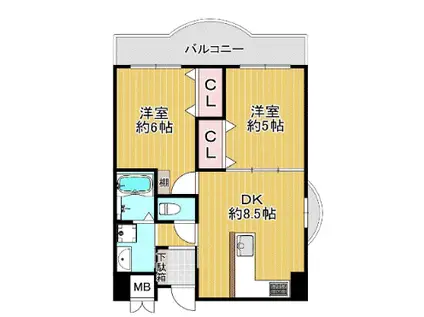 此花レジデンス(2LDK/7階)の間取り写真