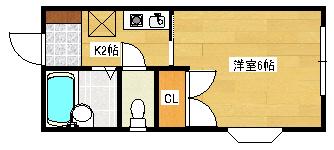 コーポ船越(1K/1階)の間取り写真