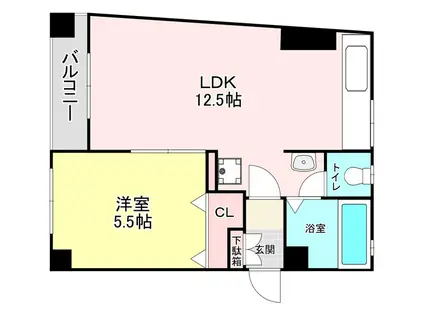 中津口小住ビル(1LDK/3階)の間取り写真
