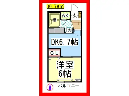 AF ダイヤガーデン(1DK/2階)の間取り写真