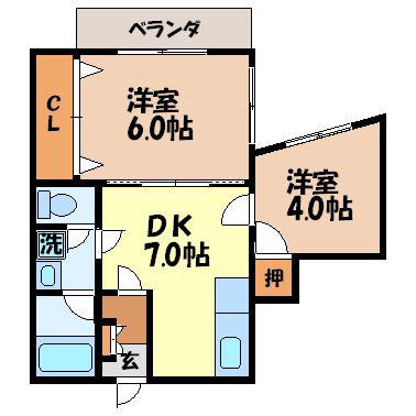 プライムステージ(2DK/3階)の間取り写真