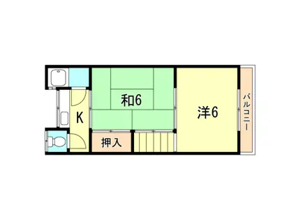 若木町アパート(2K/2階)の間取り写真