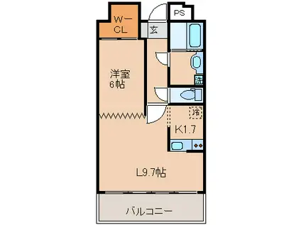 高松琴平電鉄長尾線 花園駅(高松) 徒歩4分 10階建 築23年(1LDK/7階)の間取り写真