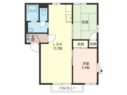 メゾンジョワイユイワネB(2LDK/1階)の間取り写真