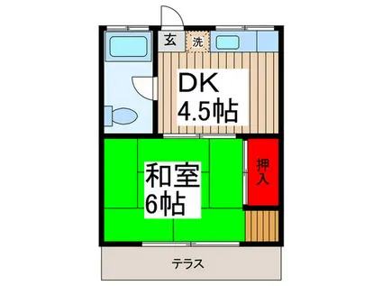 パークハイツ(1DK/1階)の間取り写真