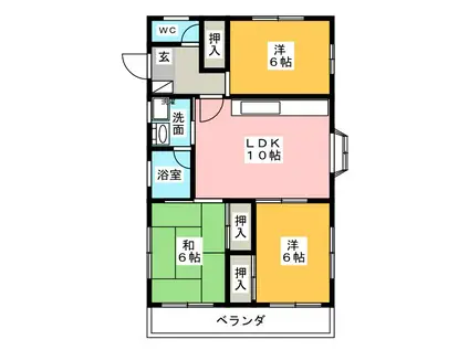 コーポダイアナII(3LDK/1階)の間取り写真