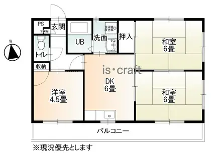 エクレール友野(3DK/2階)の間取り写真