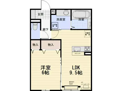 ベル・ビジュー堤台(1LDK/1階)の間取り写真