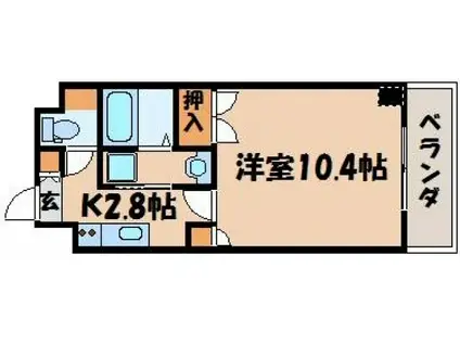 フォレストシティIII(1K/2階)の間取り写真