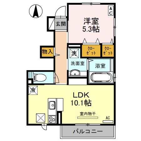 グリーンハイツ(1LDK/1階)の間取り写真