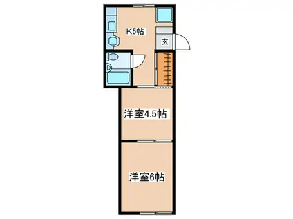 カーサ湘南(2K/2階)の間取り写真