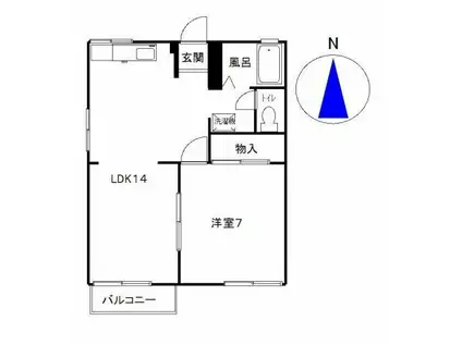 ひまわりハイツAB(1LDK/2階)の間取り写真