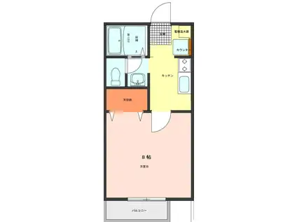 ウェルヴィラ吉島(1K/1階)の間取り写真