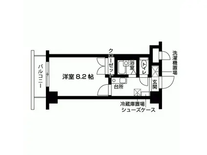 クレスト草津(1K/4階)の間取り写真