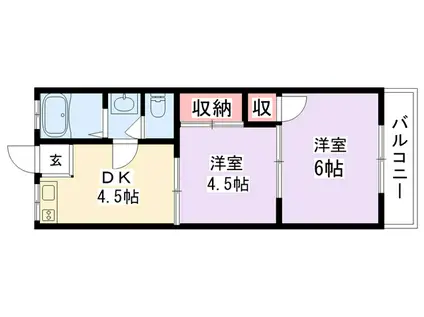三和ハイツ金田(2DK/3階)の間取り写真
