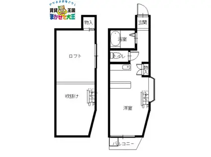 桜ハウス(ワンルーム/1階)の間取り写真