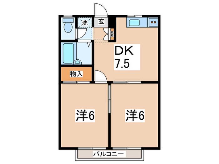 メゾンリエールIII(2DK/2階)の間取り写真