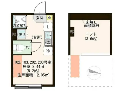 綾瀬五丁目 DESIGNER S APARTMENT(ワンルーム/2階)の間取り写真