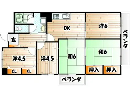 上二十町スカイマンション(5DK/5階)の間取り写真