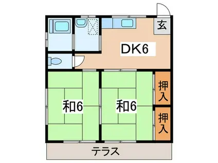 神奈川坂荘B(2DK/1階)の間取り写真