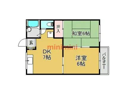 中村ハイツA棟(2DK/2階)の間取り写真