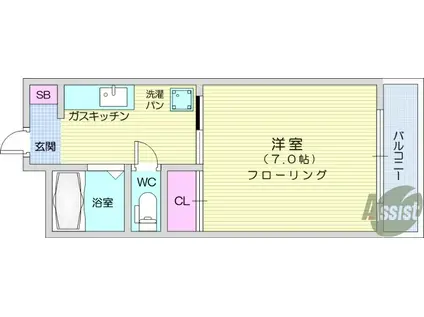 アイザワコーポ(1K/3階)の間取り写真