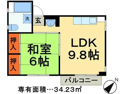 ザ・コート静(1LDK/3階)の間取り写真