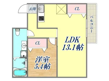 エアリースクウェア(1LDK/3階)の間取り写真