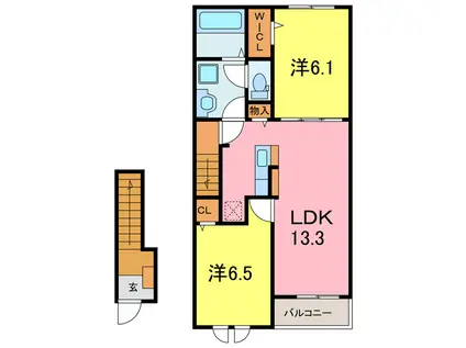 ジェントリー イースト(2LDK/2階)の間取り写真