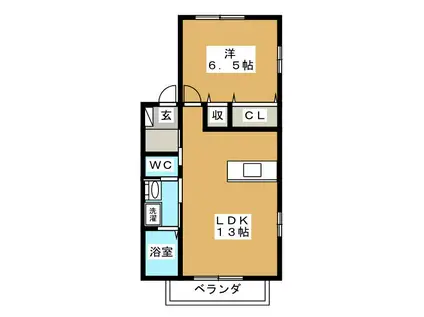 メゾン ヴィー(1LDK/2階)の間取り写真