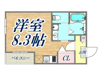 ハーモニーテラス姫島Ⅵ(ワンルーム/3階)の間取り写真