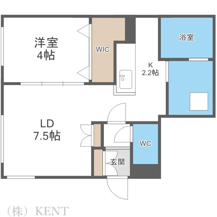 アルファスクエア琴似1条(1LDK/1階)の間取り写真