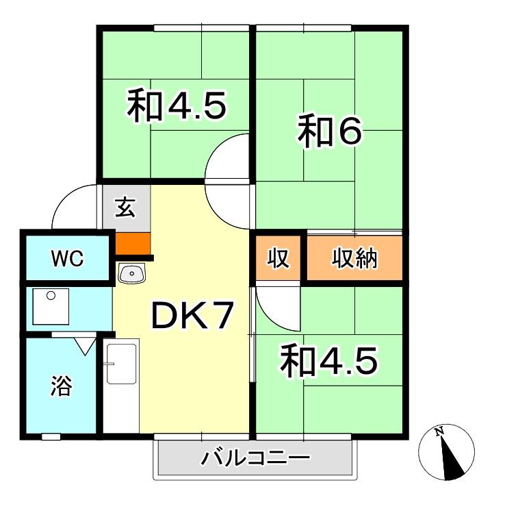 永瀬AP(3DK/2階)の間取り写真