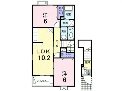 プリムローズ(2LDK/2階)の間取り写真