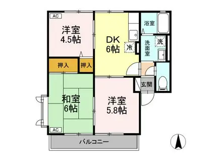 サンビレッジ本宮(3DK/2階)の間取り写真