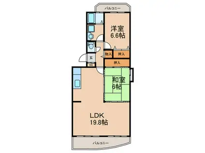 サンシャイン篠栗1号館(2LDK/4階)の間取り写真