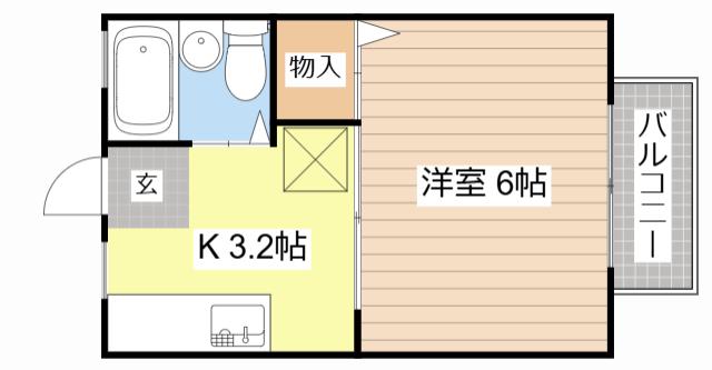 グリーンスポット上笠(1K/1階)の間取り写真